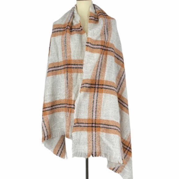 Universal Thread Scarf Wrap Plaid Tan Orange - Picture 6 of 6